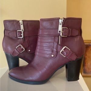 Burgundy leather boots